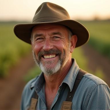 Ritratto del produttore Marco Rossi nel suo campo